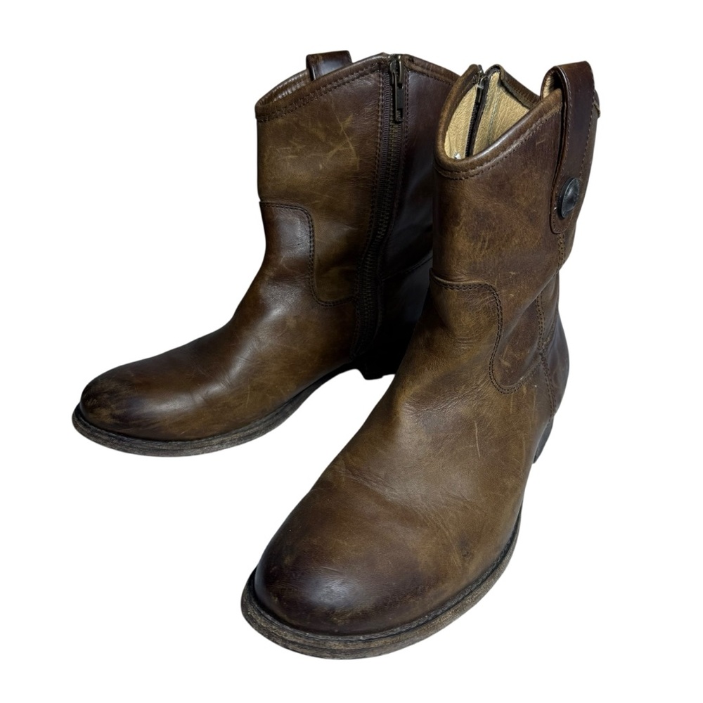 Frye Melissa Button Boots | Brown Leather Short Riding Boots | Women’s 6.5B